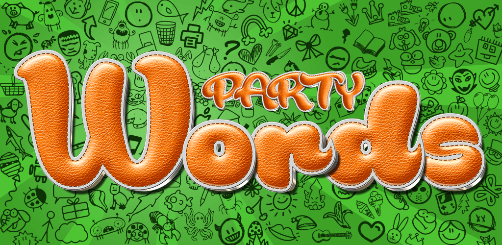 Party Words game interface with prompts for drawing or gestures.